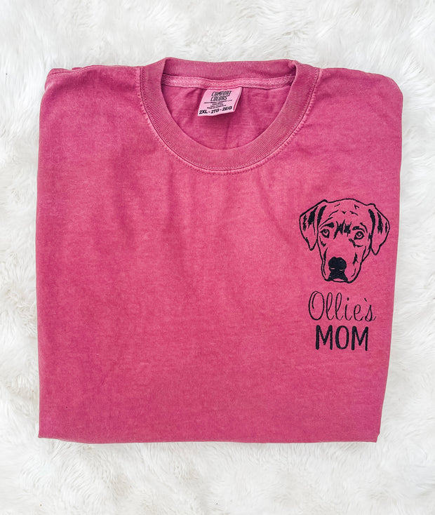 Dog Mom Embroidered - Tshirt