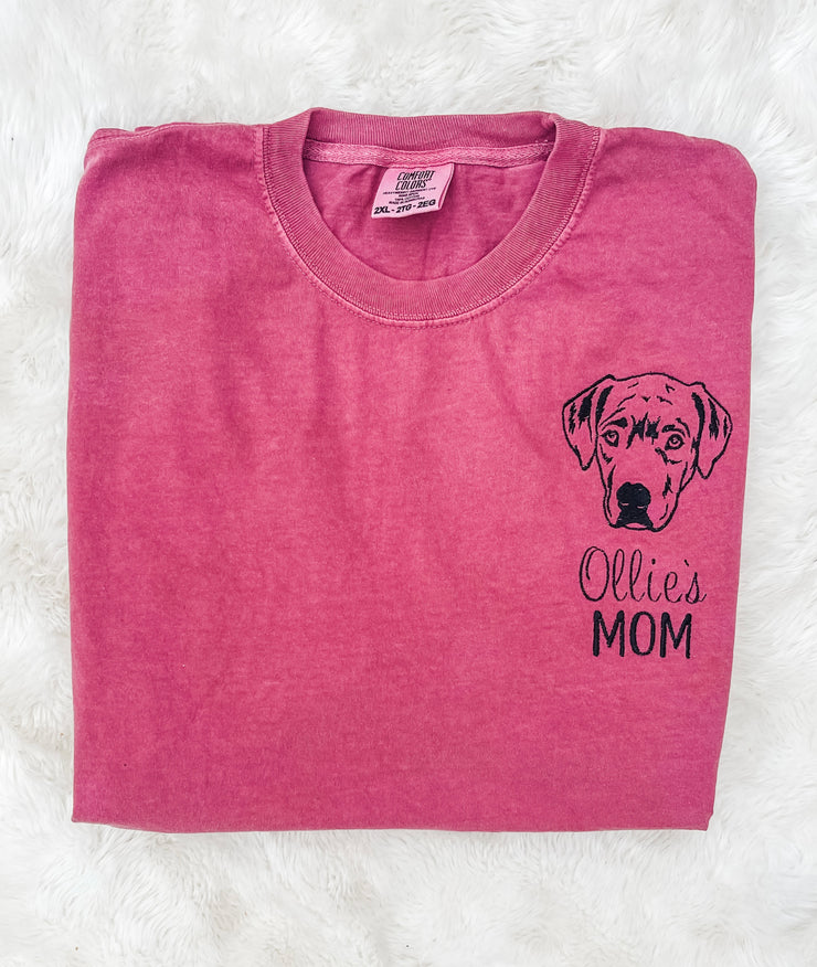 Dog Mom Embroidered - Tshirt